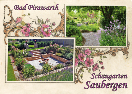 Schaugarten Saubergen Familie Österreicher Bad Pirawarth Weinviertler Schaugarten garden park Postkarte 02 Kiesweg und Senkgarten